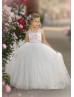 White Tulle Fairytale Flower Girl Dress With Removable Train